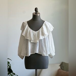 Free People Zuri Ruffle Blouse Ivory